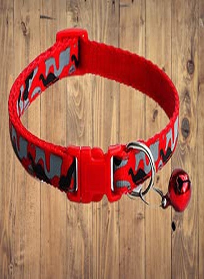 Pet Guard Cat Cute Printed Dog Puppy Cat Kitten Pet Collar Adjustable Necklace with Bell, Cat Accessories Collar for Cat (1Pcs Red Color) - Image 4